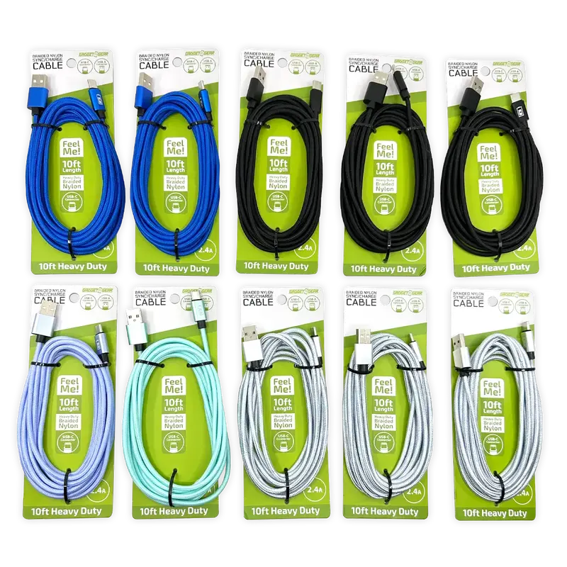 10-Foot Wing Rack Usb-To-Usb-C Charging Cable Kit – Organized Desktop Charging Solution, 10-Pack (Sku 88588) 1