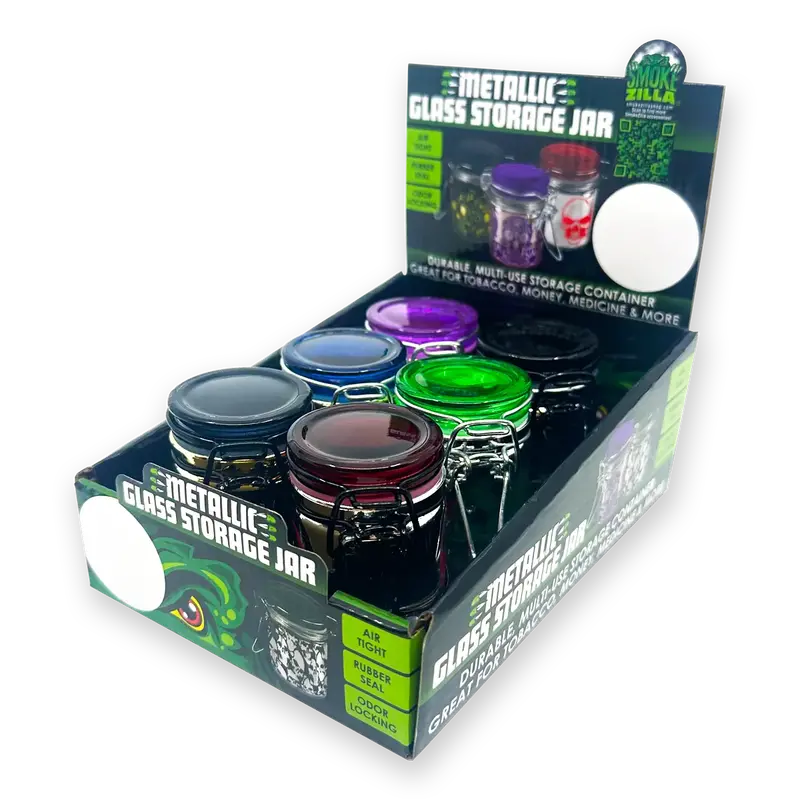 Airtight Glass Storage Jar With Hinged Lid – 6-Pack Retail Display 1