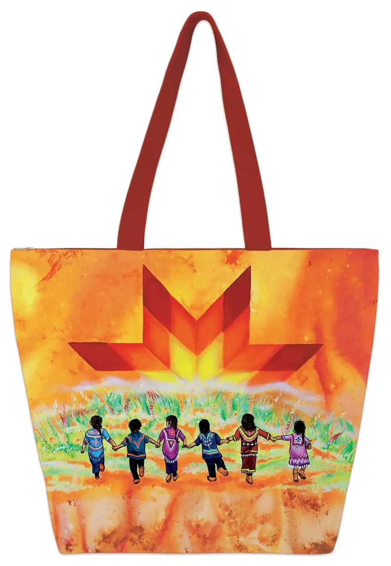 Always In Our Hearts Zippered Tote Bag With Art By Indigenous Artist Shawn Boulet Grapentine 1