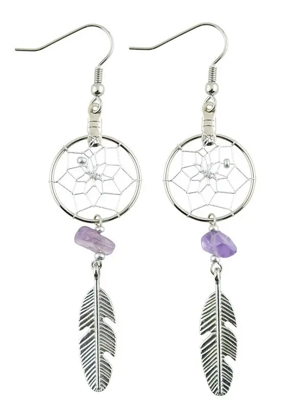 Amethyst-Adorned Dream Catcher Earrings—Handmade In Canada 1