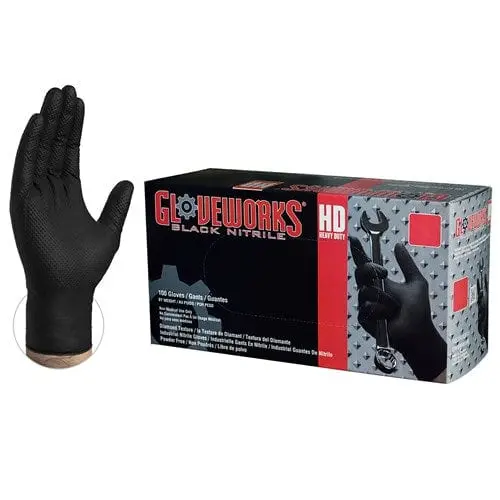 Ammex Gloveworks Hd Black Nitrile Industrial Gloves – Powder-Free 1