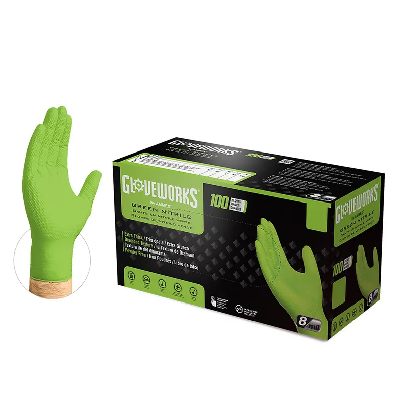 Ammex Gloveworks Hd Green Nitrile Industrial Gloves – Powder-Free 1