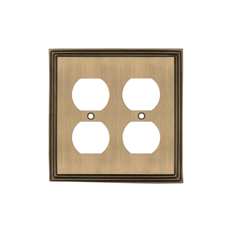 Antique Brass Dual Outlet Decorative Switch Plate 1