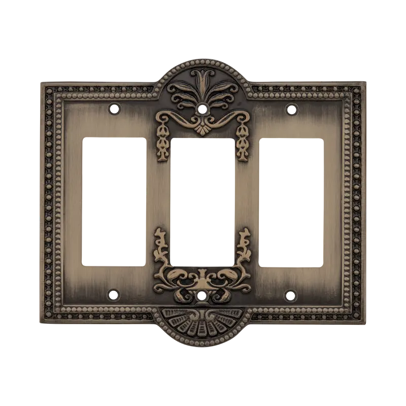 Antique Brass Meadows Triple Rocker Switch Plate 1