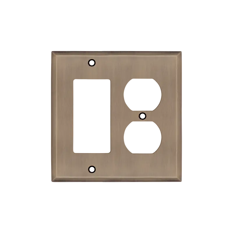 Antique Brass New York Rocker & Outlet Switch Plate 1
