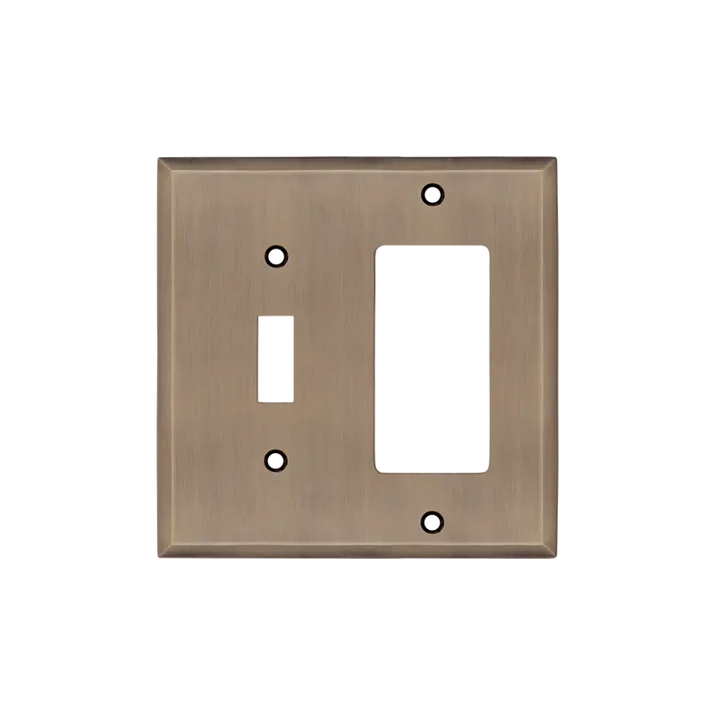 Antique Brass New York Style Toggle & Rocker Switch Plate 1