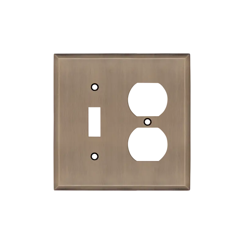 Antique Brass New York Toggle & Outlet Wall Plate 1