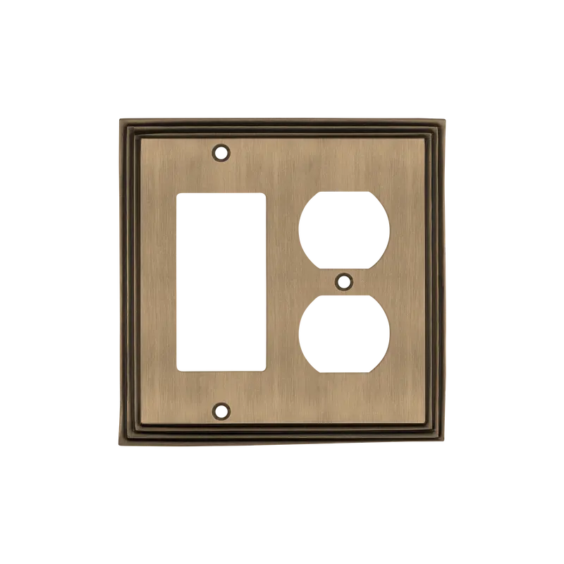 Antique Brass Rocker-And-Outlet Decorative Switch Plate 1