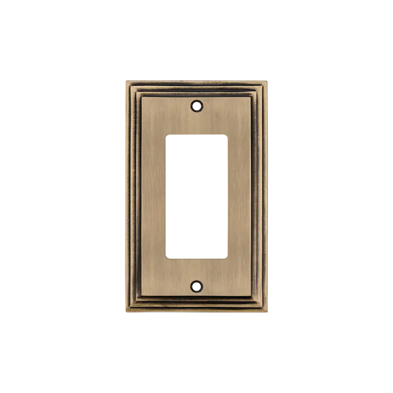 Antique Brass Single Rocker Decorative Switch Plate 1