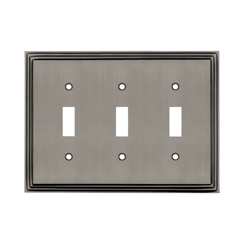 Antique Pewter Triple-Toggle Decorative Switch Plate 1