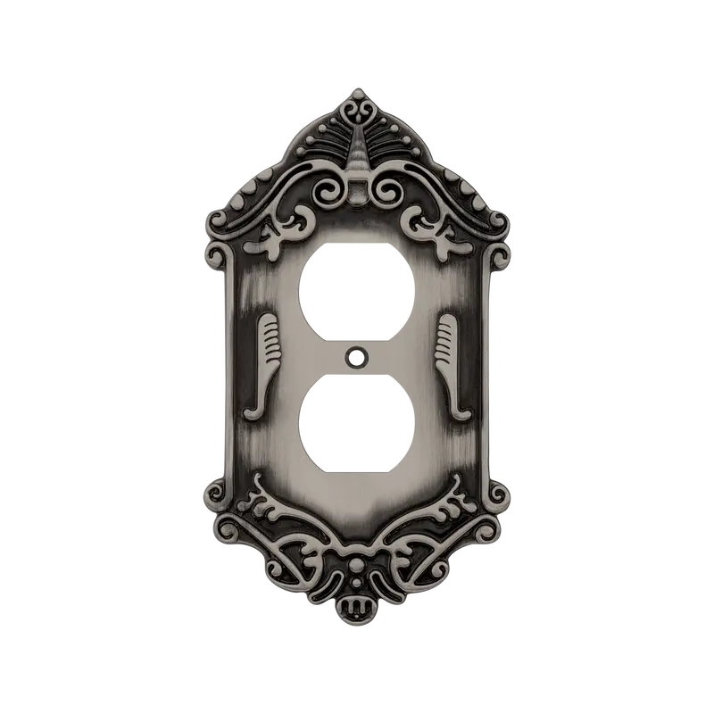 Antique Pewter Victorian Single Outlet Switch Plate 1