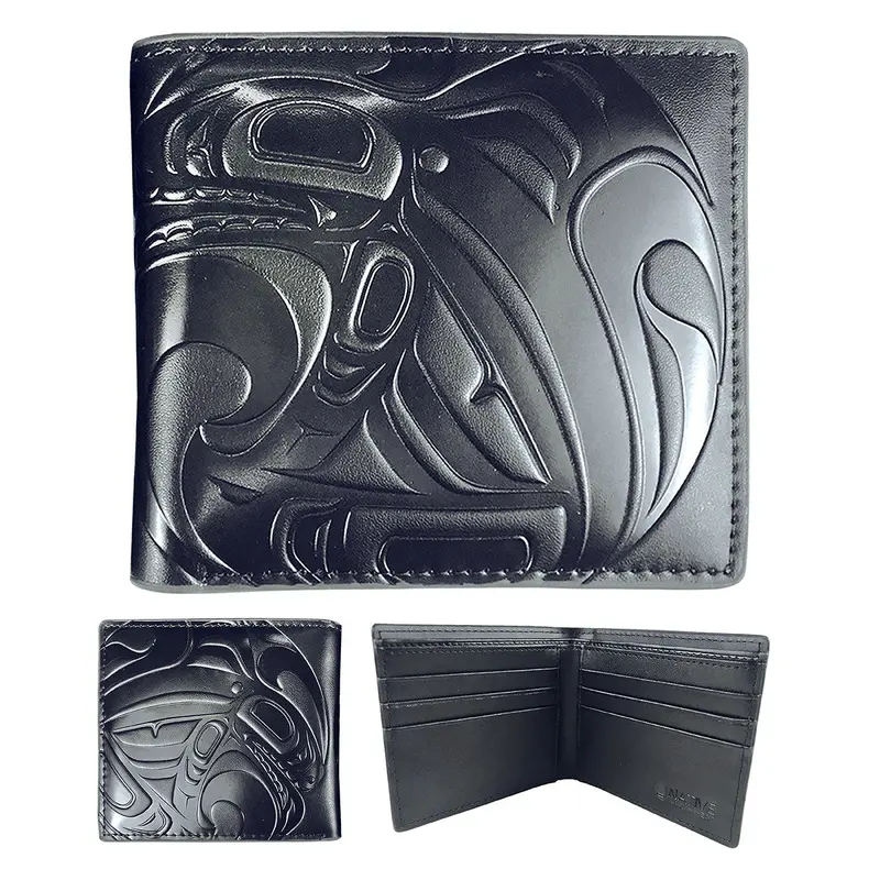 Artisan Leather Wallet With 'Killer Whale' Embossing By Gitxsan Creator Trevor Angus 1