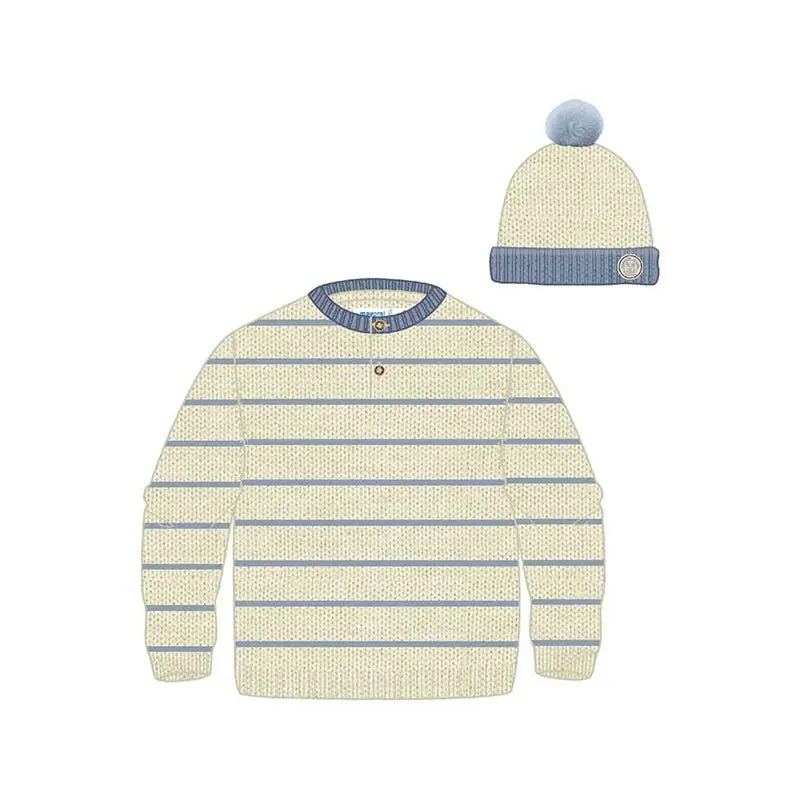 Baby Striped Jersey Hat And Top Set 1
