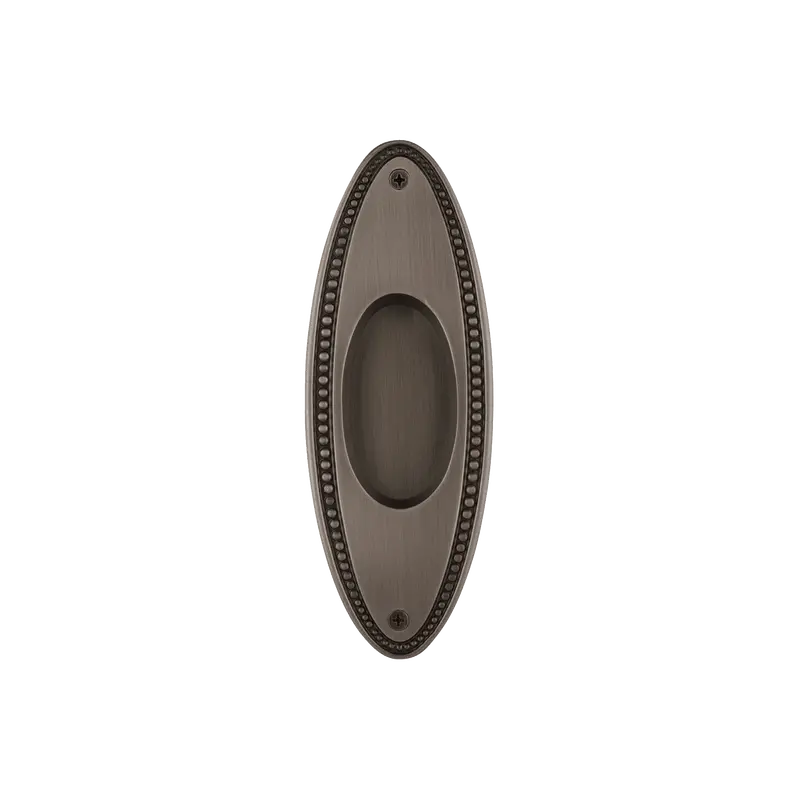 Beaded Flush-Mount Cabinet Pull – Antique Pewter Finish 1