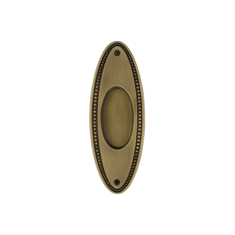 Beaded Flush-Mount Cabinet Pull In Antique Brass Finish 1
