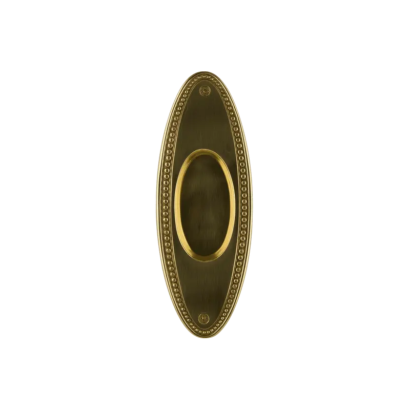 Beaded Flush-Mount Cabinet Pull In Unlacquered Brass Finish 1