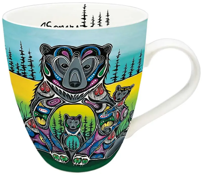 Bear Medicine Ceramic Mug – 18 Oz, Original Art By Indigenous Artist Jessica Somers 1