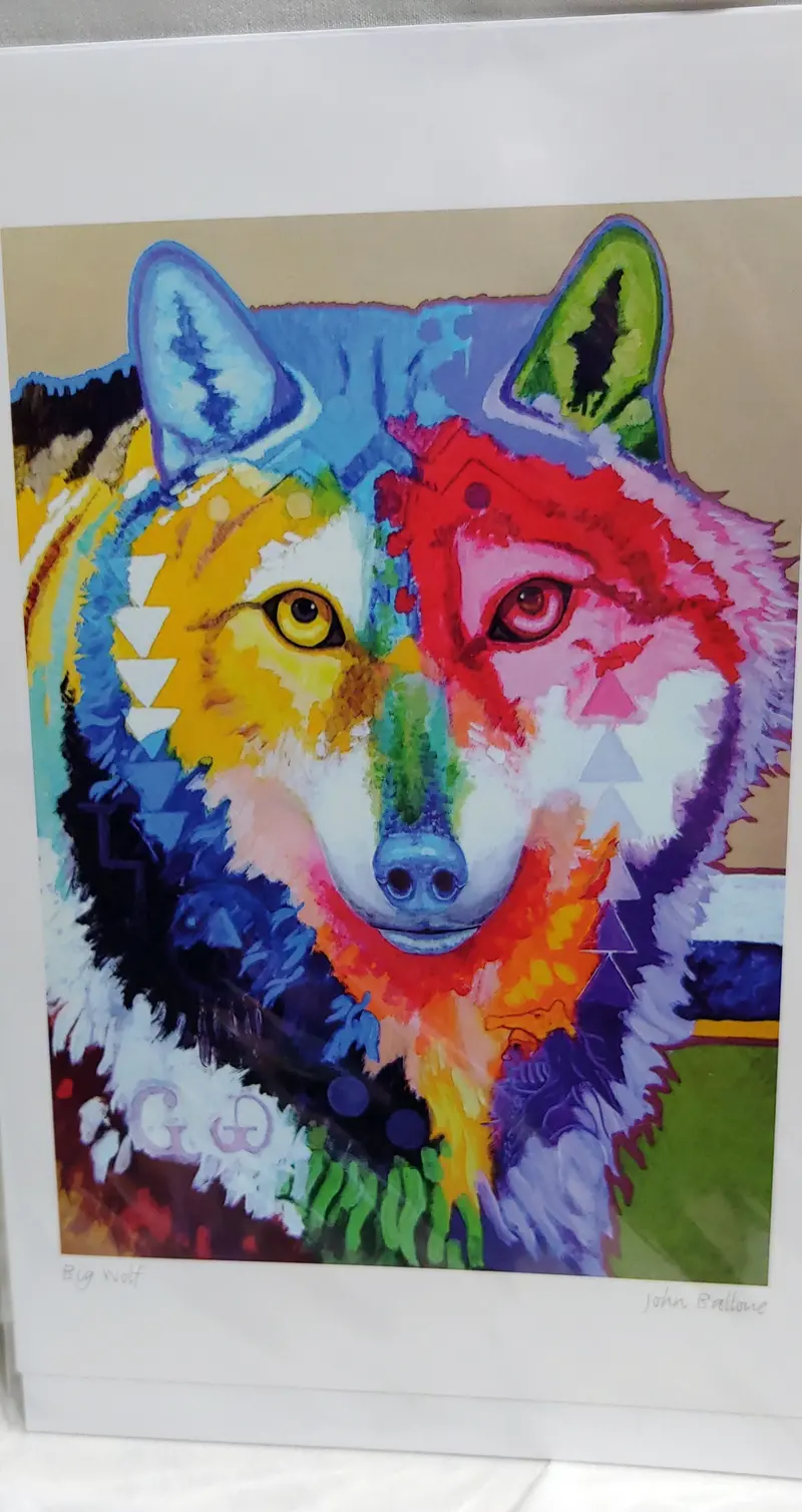 Big Wolf Art Card By John Balloue | Handcrafted Indigenous Print 1