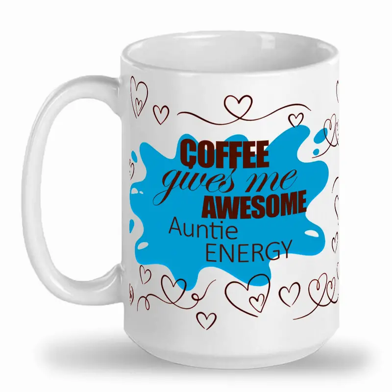 Blue Awesome Auntie 15 Oz Ceramic Mug 1