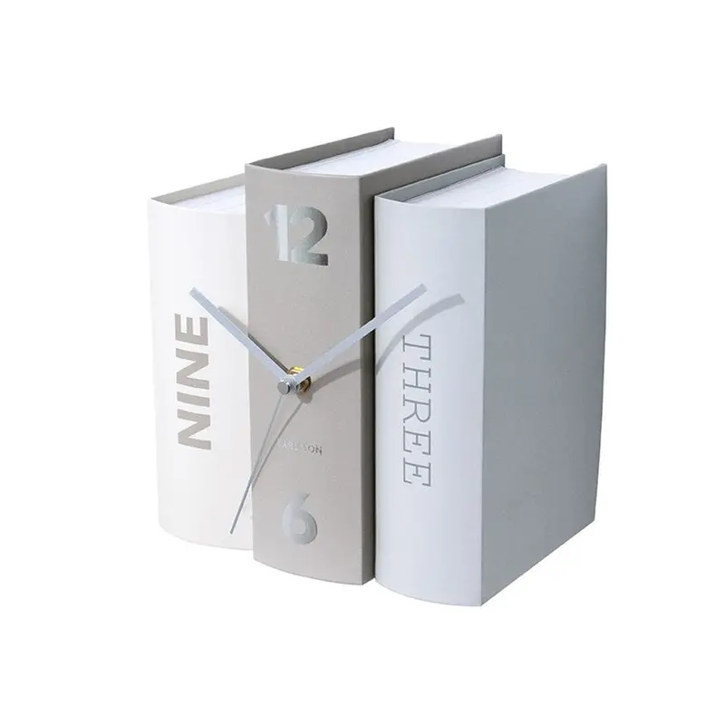 Book-Style Table Clock – White And Gray 1