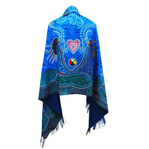 Breath Of Life Shawl Featuring Art Print Design By Leah Dorion, Métis Artist 1