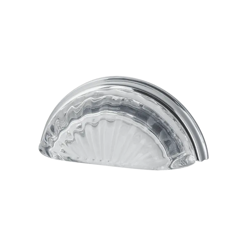 Bright Chrome 3" Crystal Clear Fluted Cup Pull 1