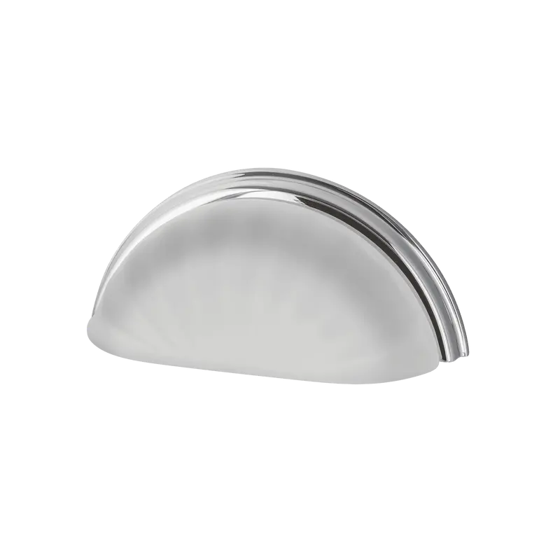 Bright Chrome 3" Crystal Frosted Fluted Cup Pull 1