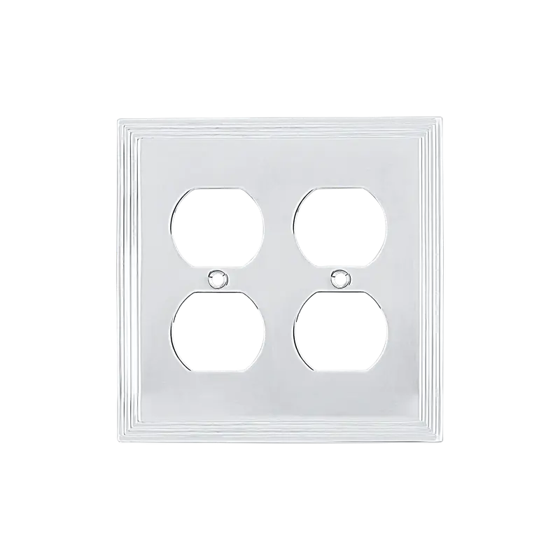 Bright Chrome Dual-Outlet Decorative Switch Plate 1