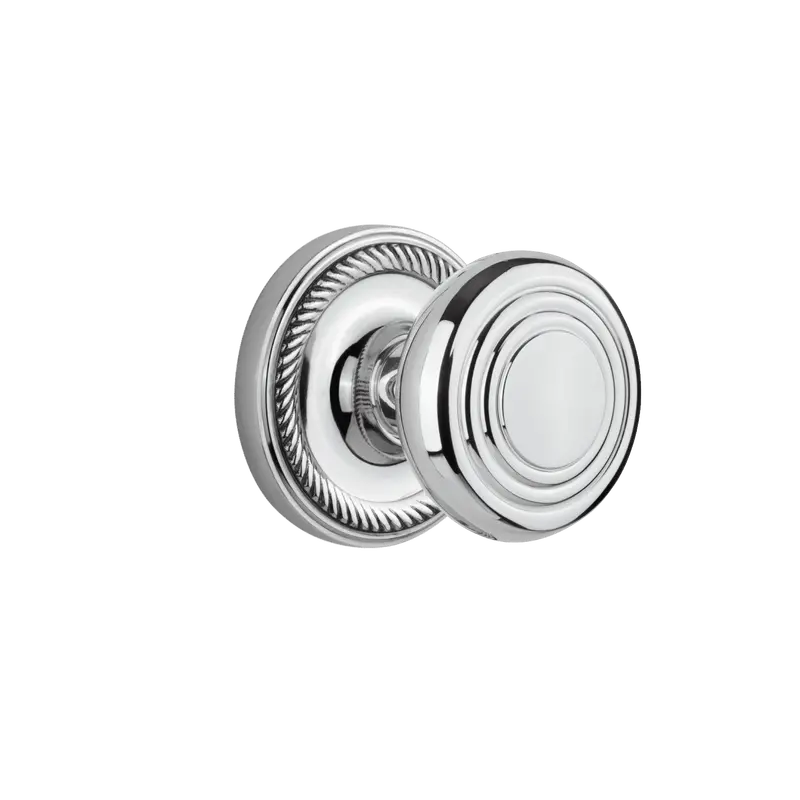 Bright Chrome Rope Rosette With Decorative Knob 1