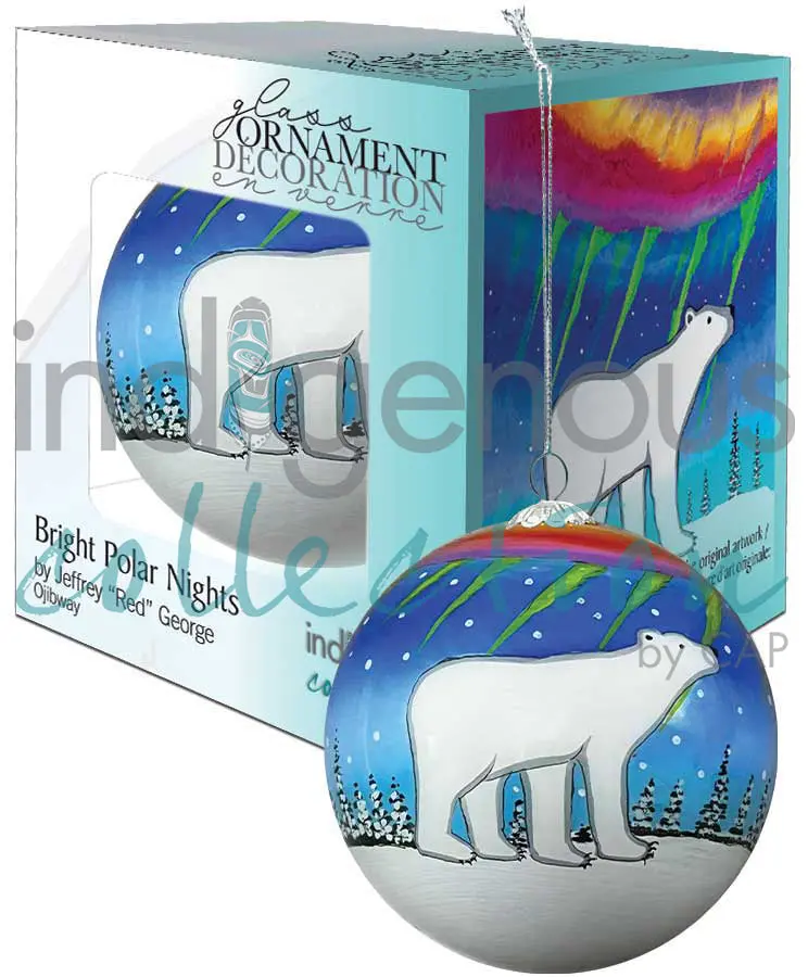 Bright Polar Nights Glass Ornament By Jeffrey Red George 1