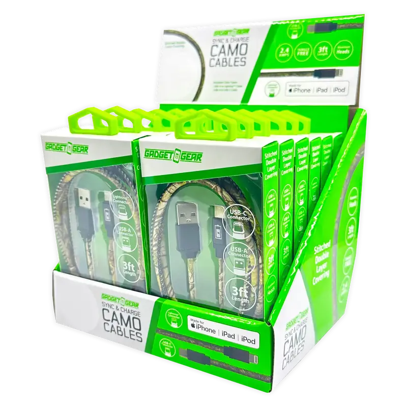 Camo-Themed Short Usb Charging Cables (3 Ft) – Retail Display (12-Pack) | Model 25112 1