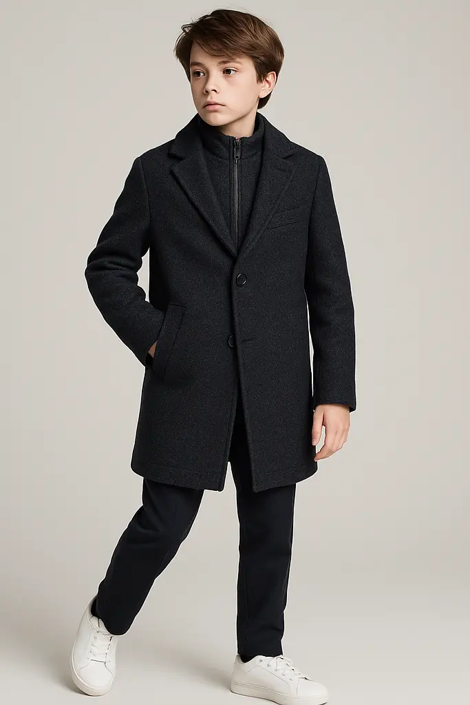 Cloudcloth Boys' Herringbone Wool Blend Coat With Removable Vest – Style Ct1031 1
