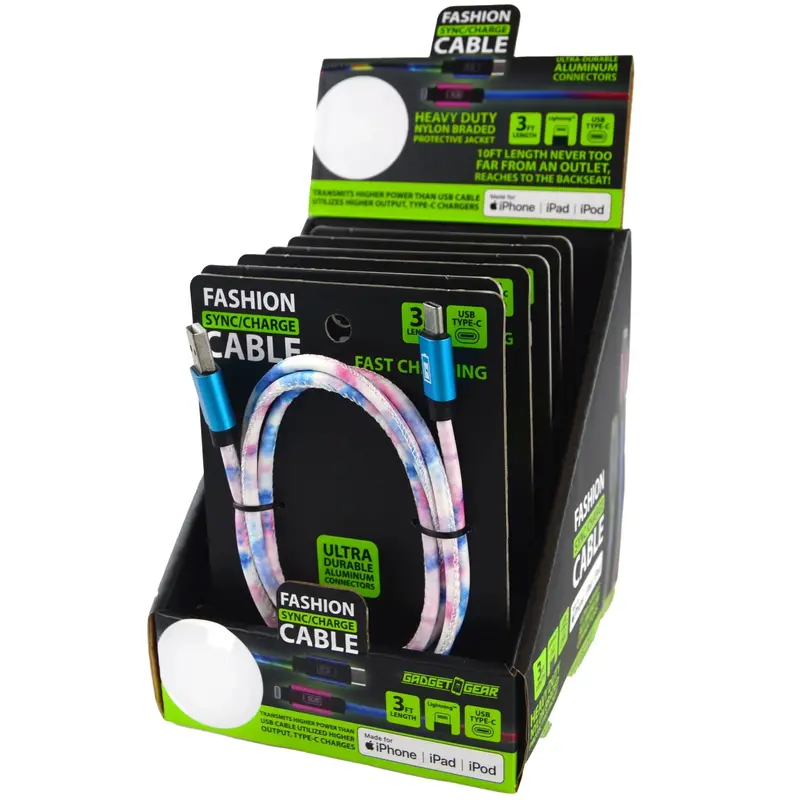 Color-Fading Charging Cables (3Ft) – 6-Pack Retail Display – Model 88352 1