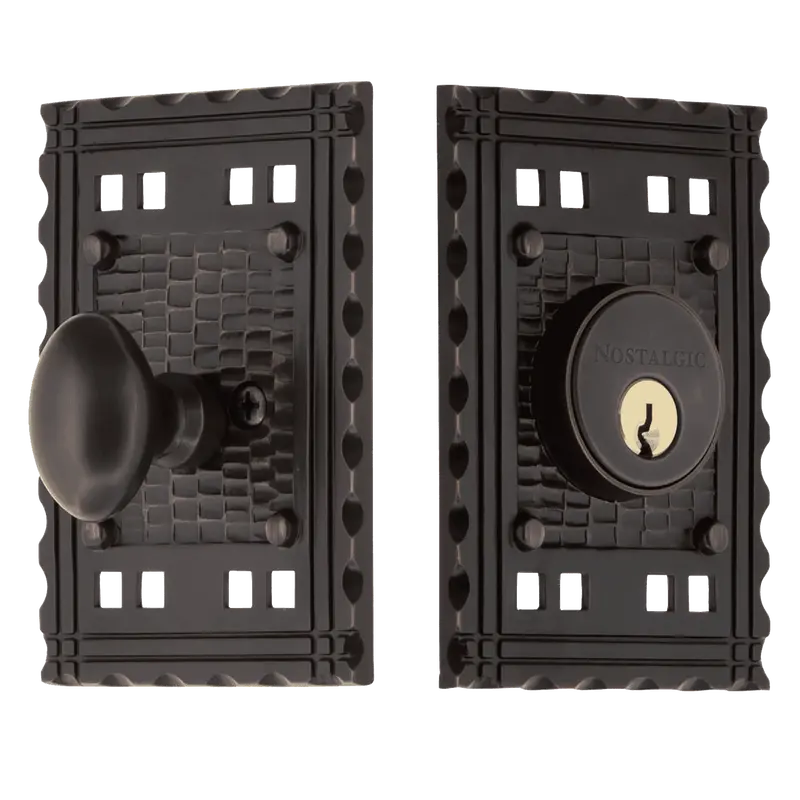 Craftsman Single-Cylinder Deadbolt With Long Plate – Timeless Bronze 1