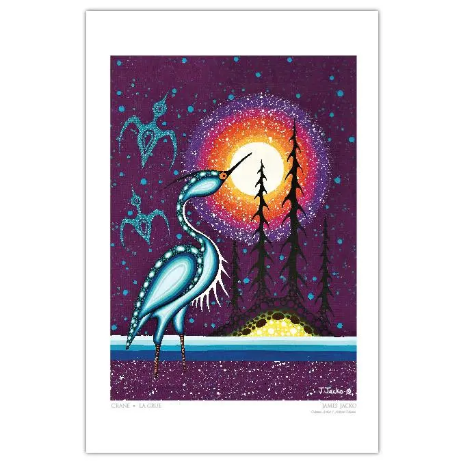 Crane Symbolism Art Card By Jack Jacko, First Nations Visual Artist 1