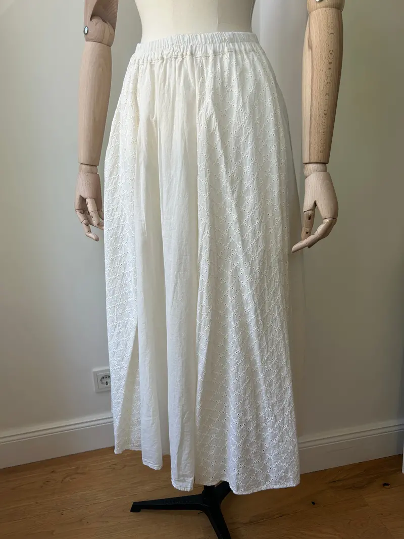 Cream Skirt With Cutwork Embroidery 1