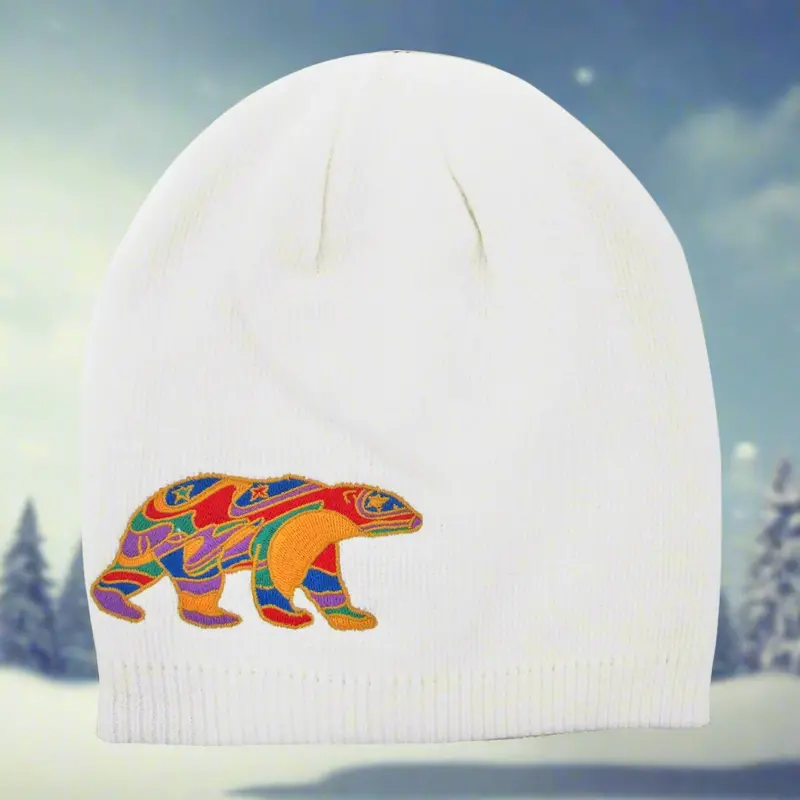 Dawn Oman'S "Alpha Bear" Embroidered Rib-Knit Toque (Indigenous Designed) 1