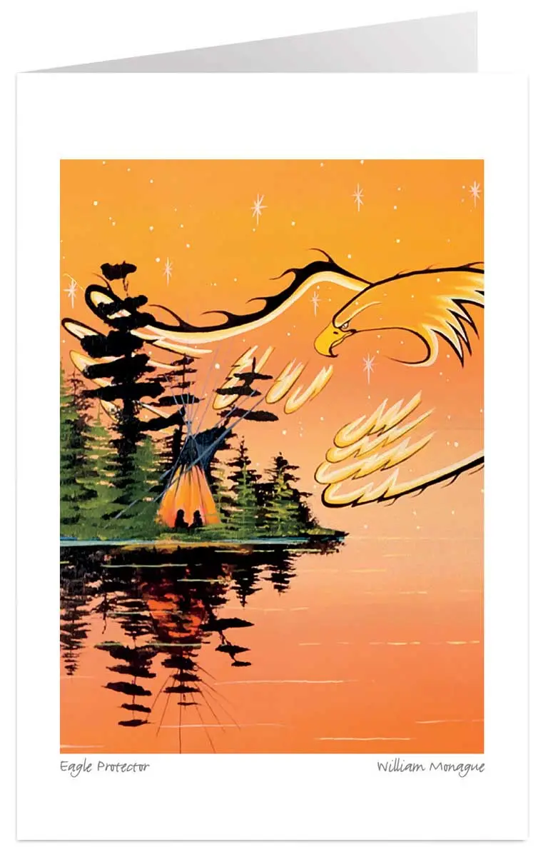 Eagle Protector Art Card By William Monague | Native Canadian Art 1
