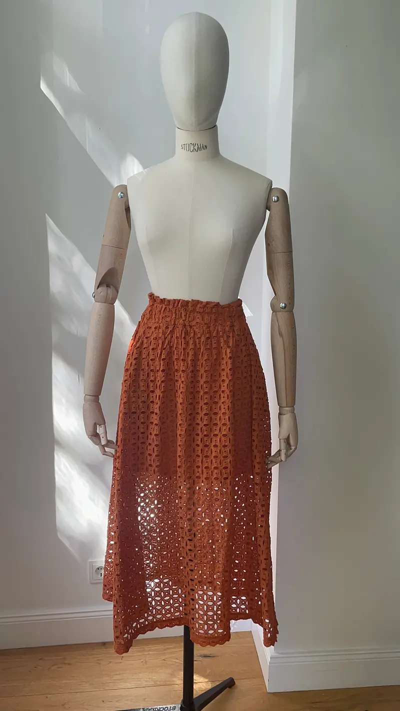 Embroidered Lace Skirt In Terra 1