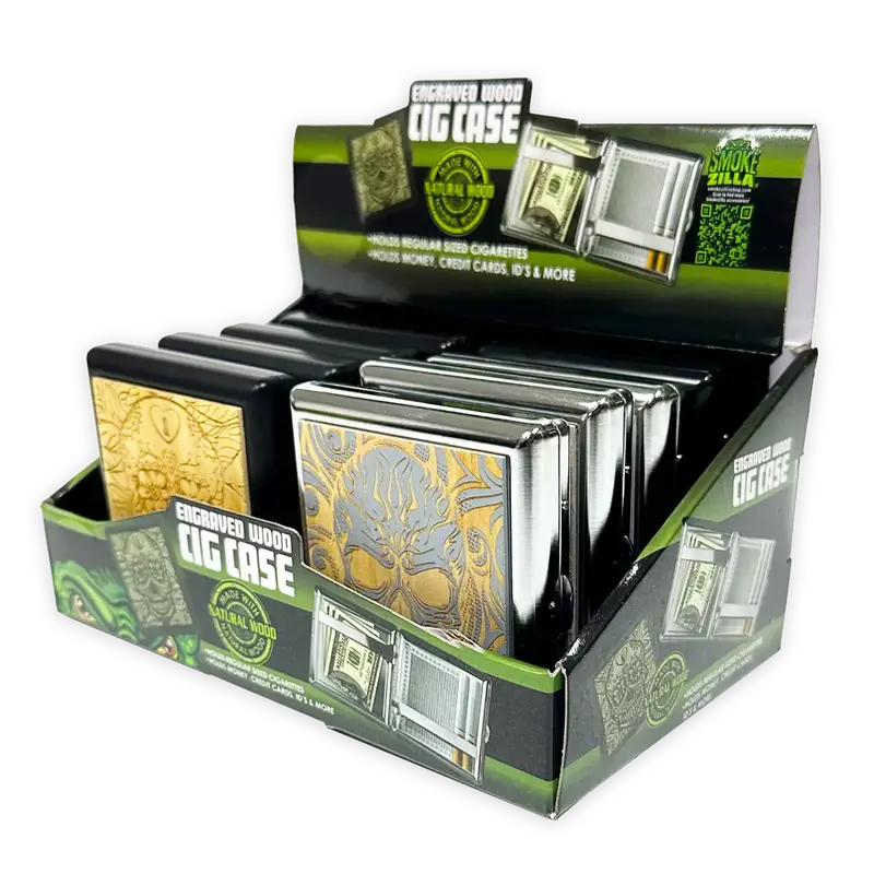 Engraved Wooden Cigarette Holder – Premium Crafted Tobacco Storage Box, 8-Unit Display (Sku 25283) 1