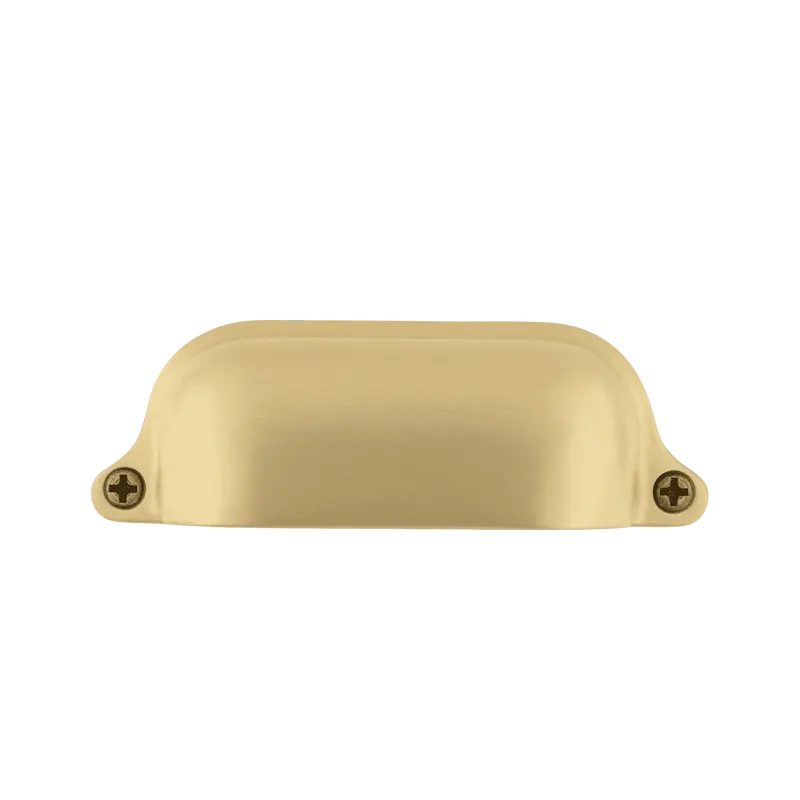 Farmhouse-Style Large Cup Pull – Satin Brass Finish 1