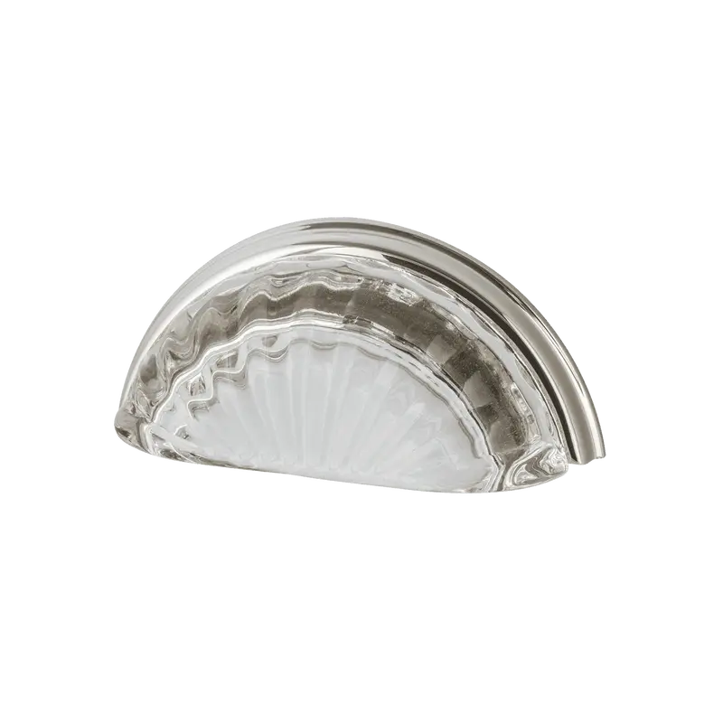 Fluted Crystal Cup Pull – 3" Center-To-Center, Polished Nickel Finish 1
