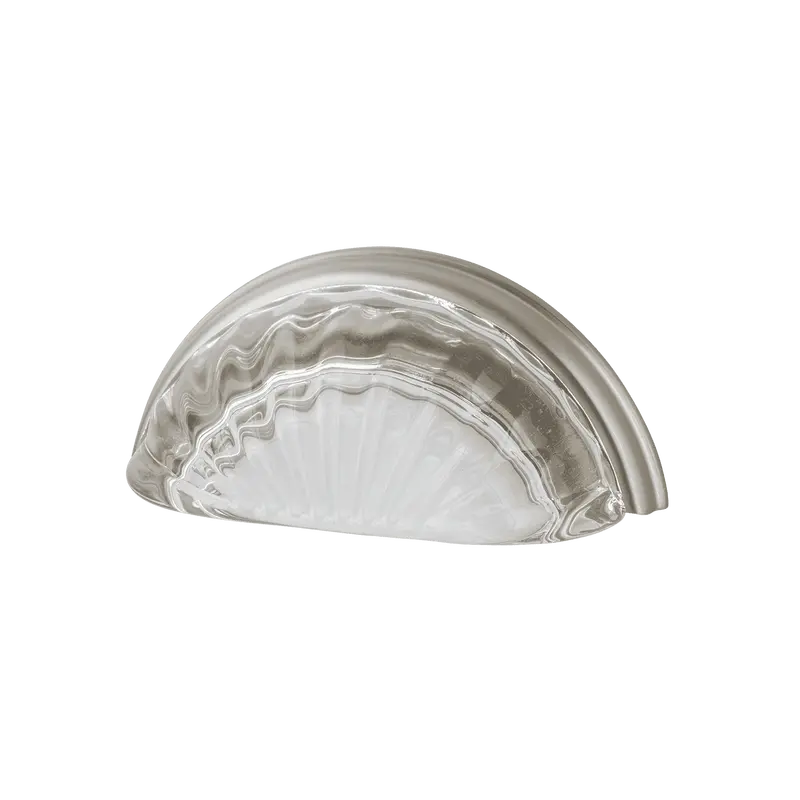 Fluted Crystal Cup Pull – 3" Ctc, Satin Nickel Finish 1