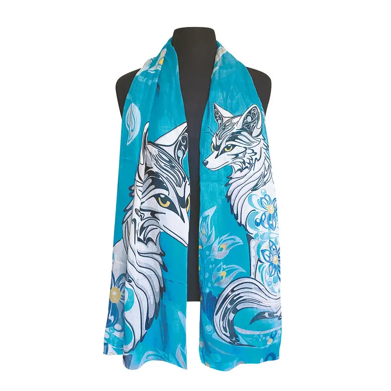 Foxy Wildlife Viscose Scarf By Deanna Samuel 1