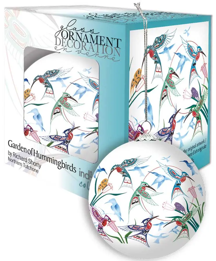 Garden Of Hummingbirds Glass Ornament By Richard Shorty 1