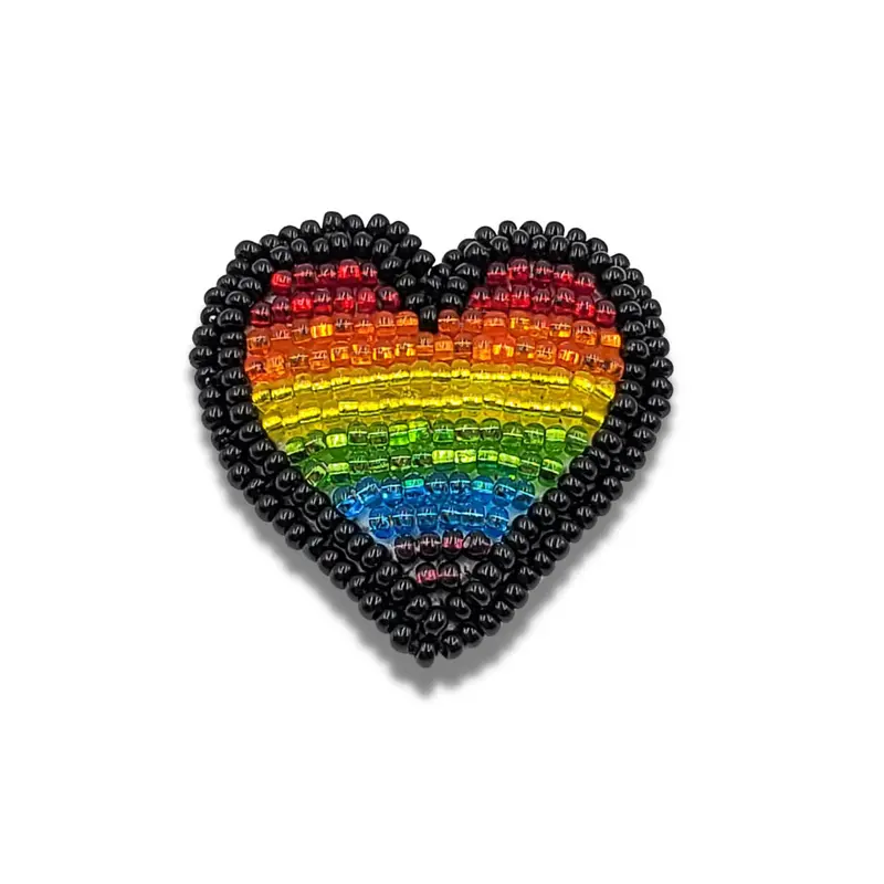 Hand-Beeded Pride Heart Pin Celebrating Two-Spirit And Lgbtq+ Identity 1