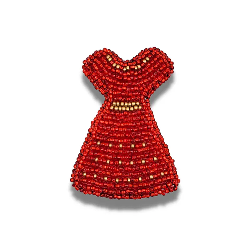 Hand-Beeded Red Dress Awareness Pin Honoring Missing And Murdered Indigenous Women 1