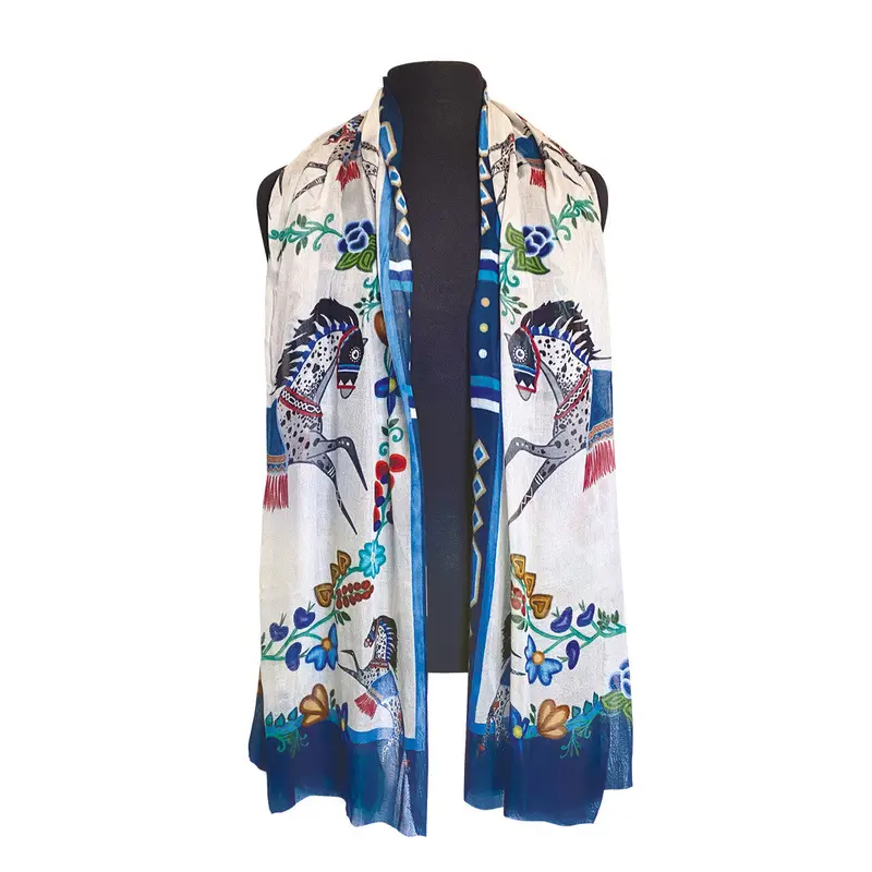 Horse (Gidagiza Mishtadim) Viscose Scarf By Emilie Mckinney 1