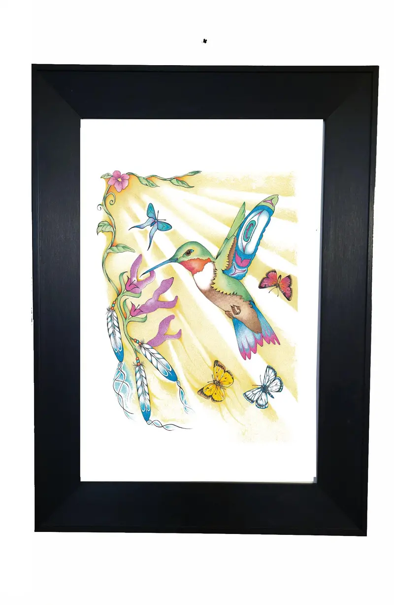 Hummingbird And Butterfly Wall Art By Hubert V. Billy, Indigenous Canadian Artist