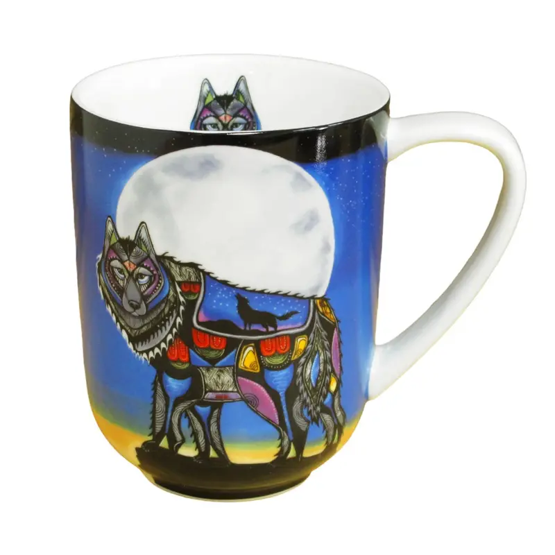 Jessica Somers' Hand-Printed "Wolf" Ceramic Mug (16 Oz) 1